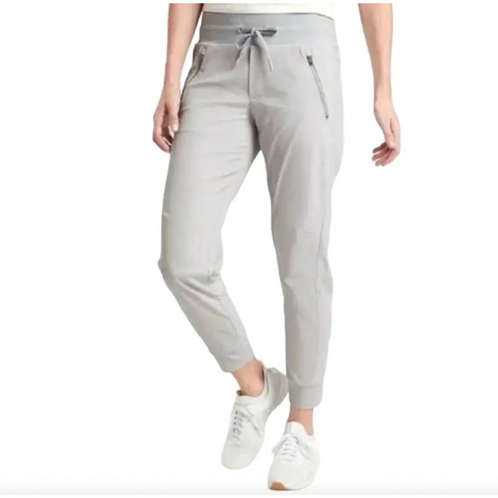 Athleta Trekkie North Jogger Ripstop Drawstring Gray Zip Pockets 6
